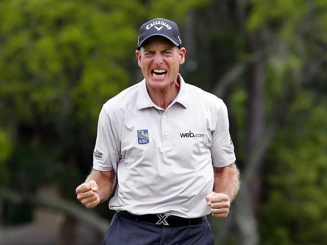  Jim Furyk reacts to winning again after a drought of five years